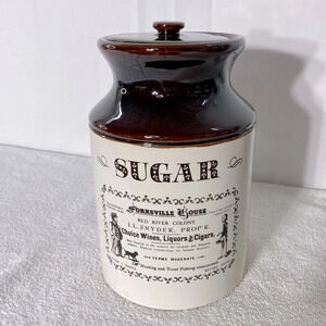 Vintage Ye Old Canadian Crockery Ceramic Abenakis Kitchen Crock Sugar Canister